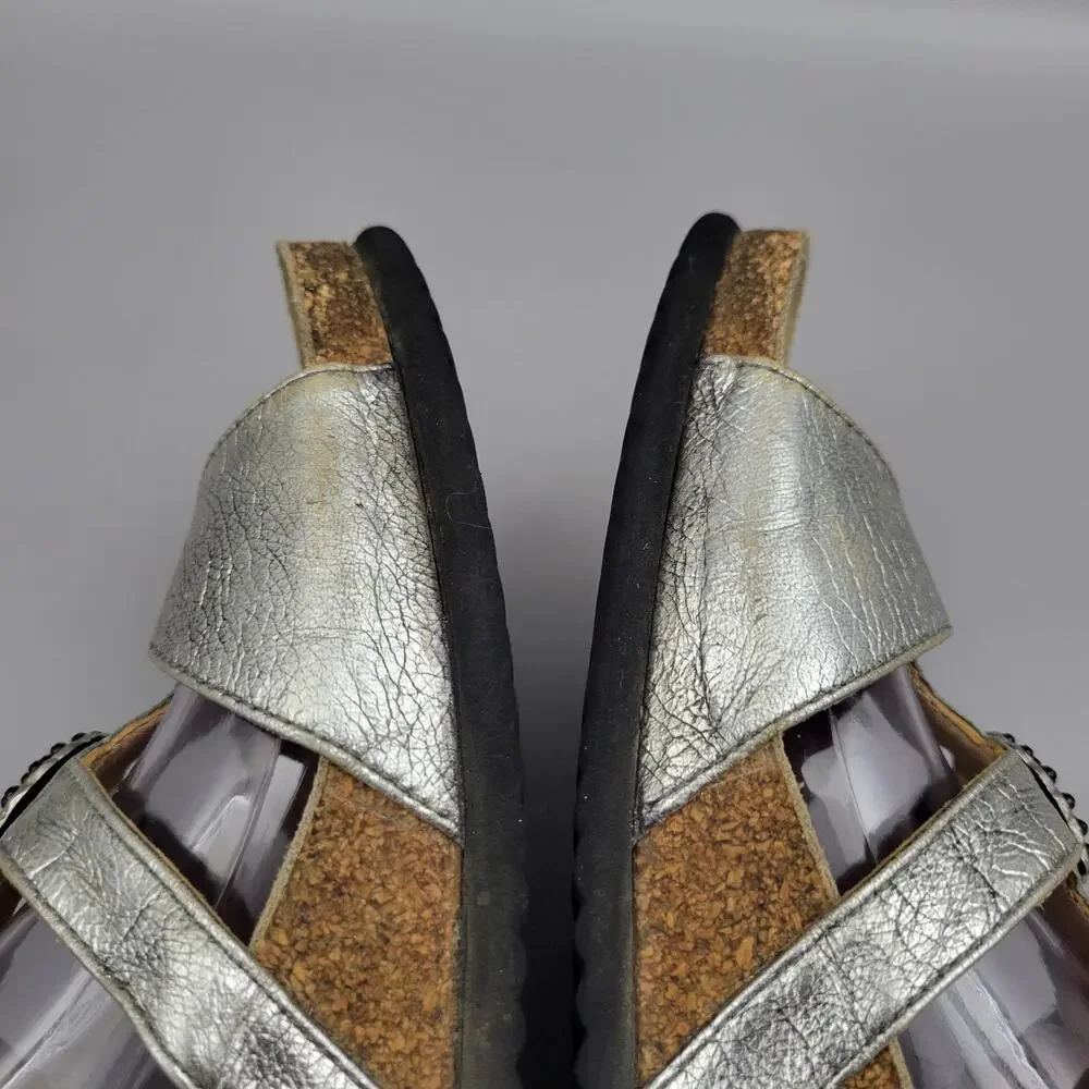 Mephisto Air-Relax Leather Jeweled Wedge Slide Sandals EU 41 / 11